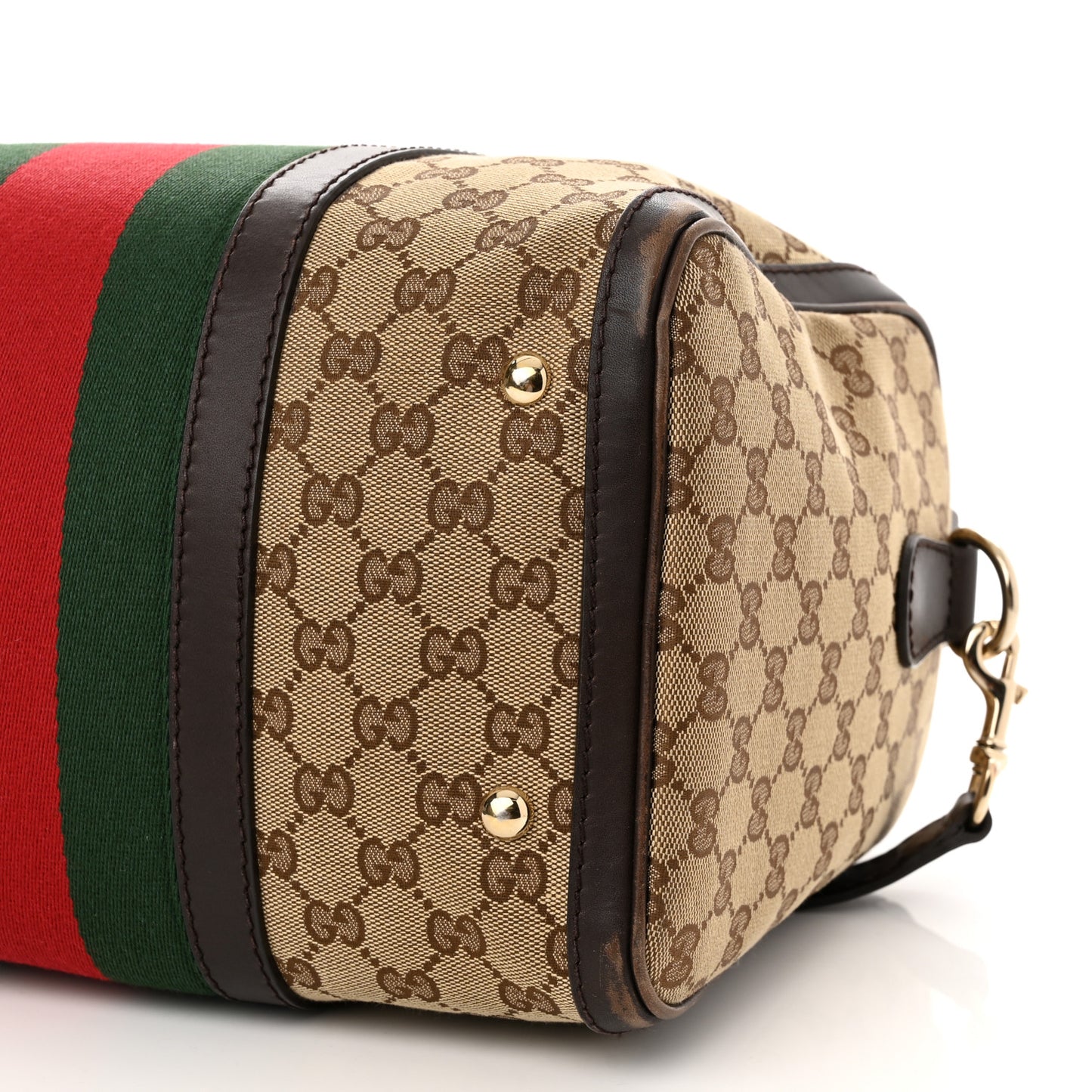 Monogram Selleria Calfskin Vintage Web Medium Boston Beige Ebony Cocoa