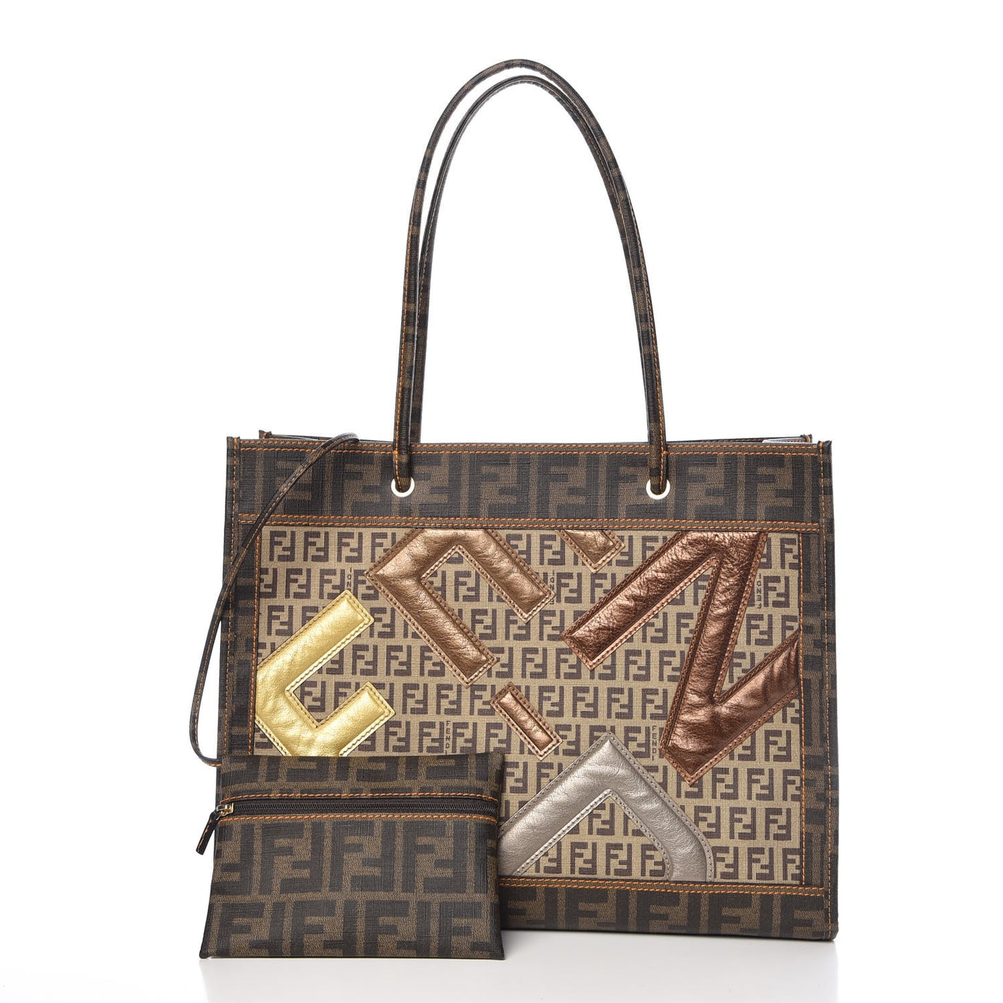 Metallic Calfskin Zucchino Zucca Spalmati Shopping Tote Tobacco
