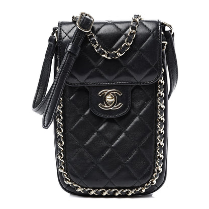 Chanel Lambskin Quilted Chain Around Flap Crossbody Black 1 of 10