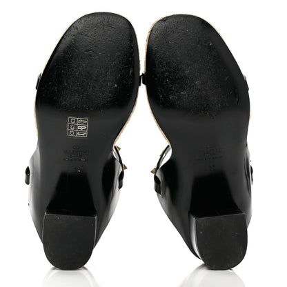Valentino Garavani Calfskin Rockstud Ankle Strap Espadrille 10/60mm Sandals 38 Black 5 of 12