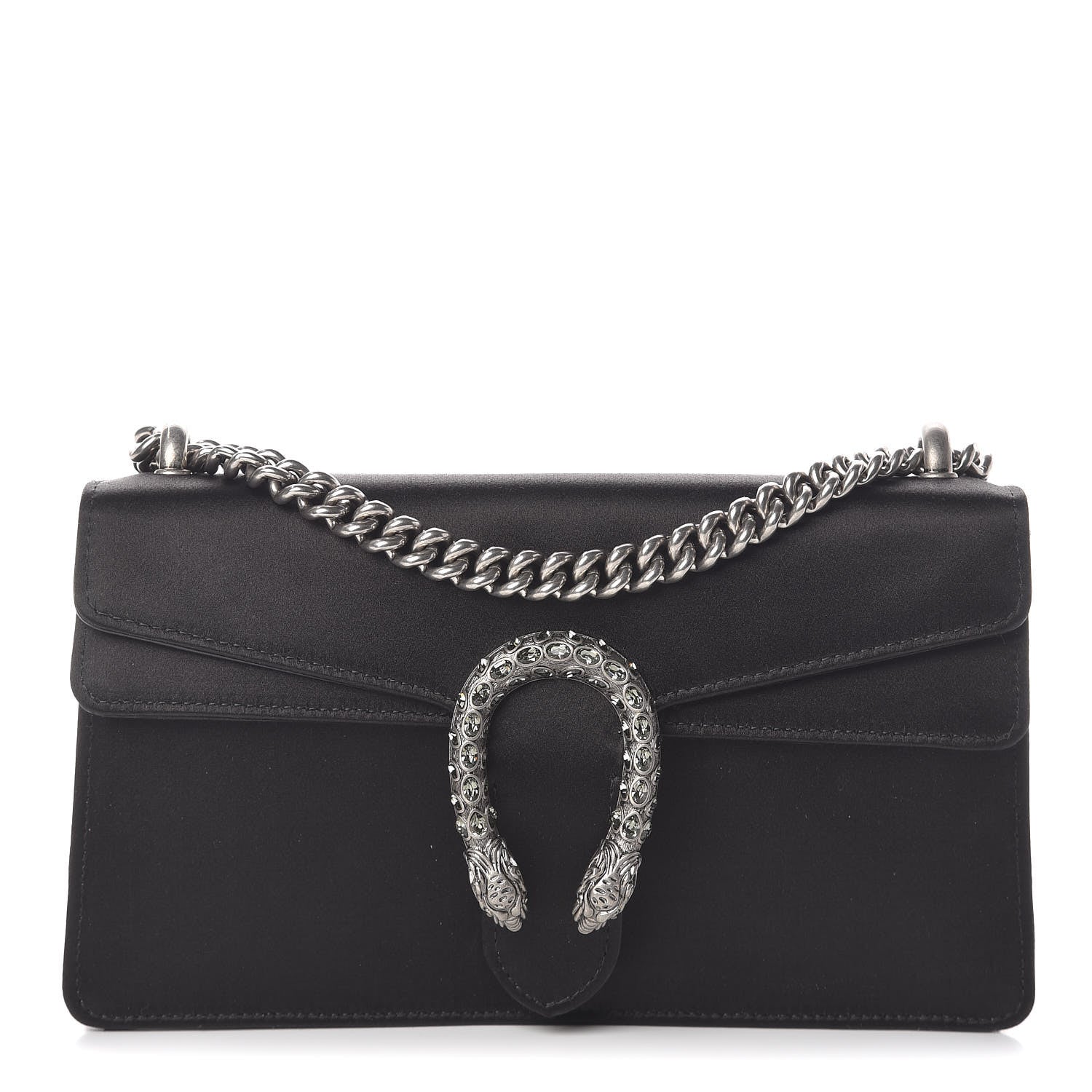 Gucci Satin Silk Crystal Small Dionysus Shoulder Bag Black Black Diamond 1 of 10
