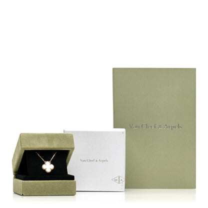 Van Cleef & Arpels 18K Yellow Gold Mother of Pearl Vintage Alhambra Pendant Necklace 6 of 6