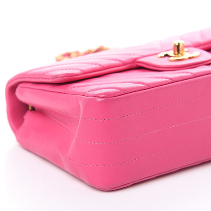 Chanel Lambskin Chevron Quilted Mini Rectangular Flap Pink 8 of 11
