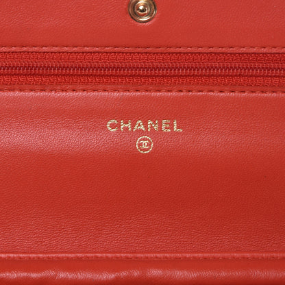 Chanel Lambskin Quilted Wallet On Chain WOC Red 5 of 11