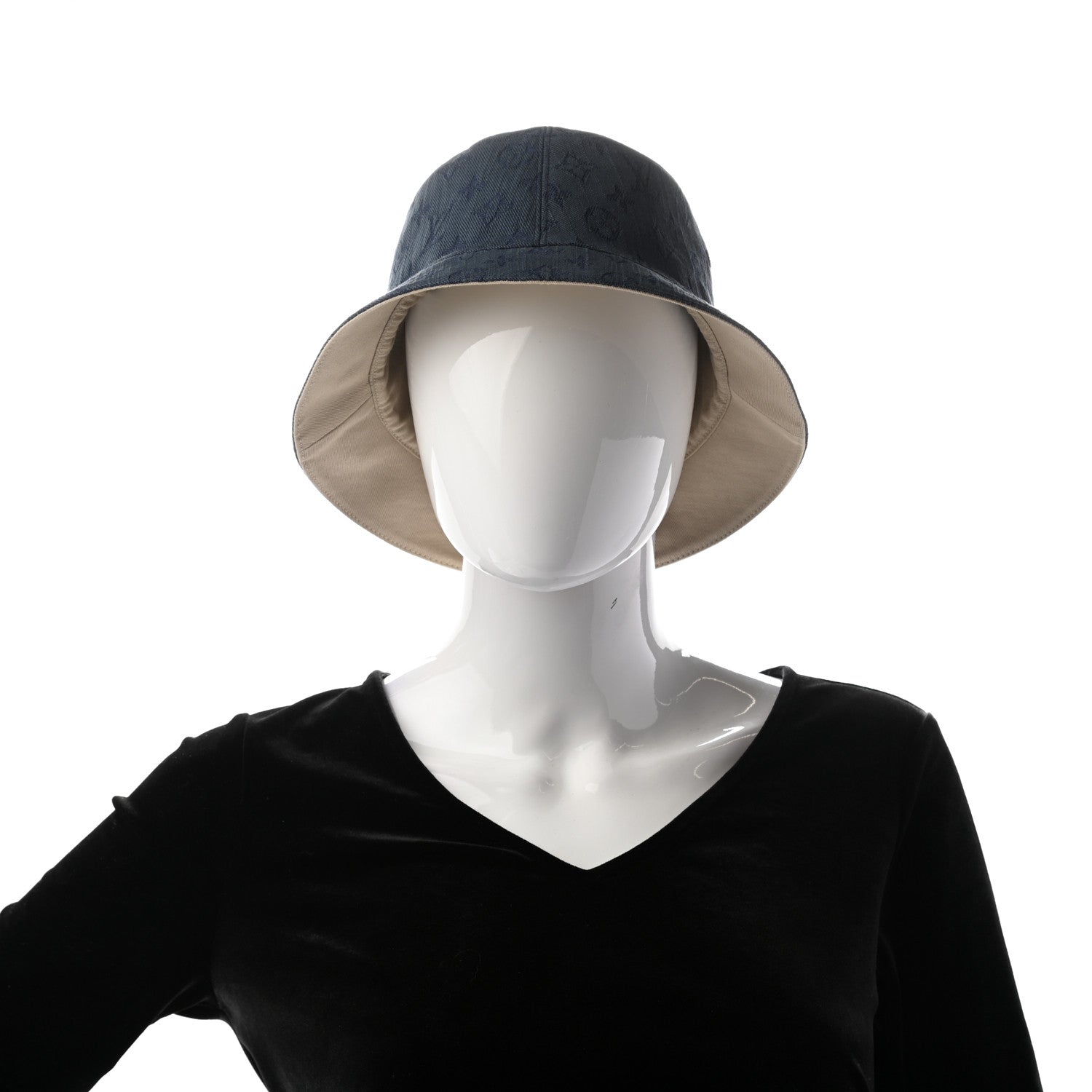 Louis Vuitton Monogram Denim Reversible Bucket Hat L 2 of 15