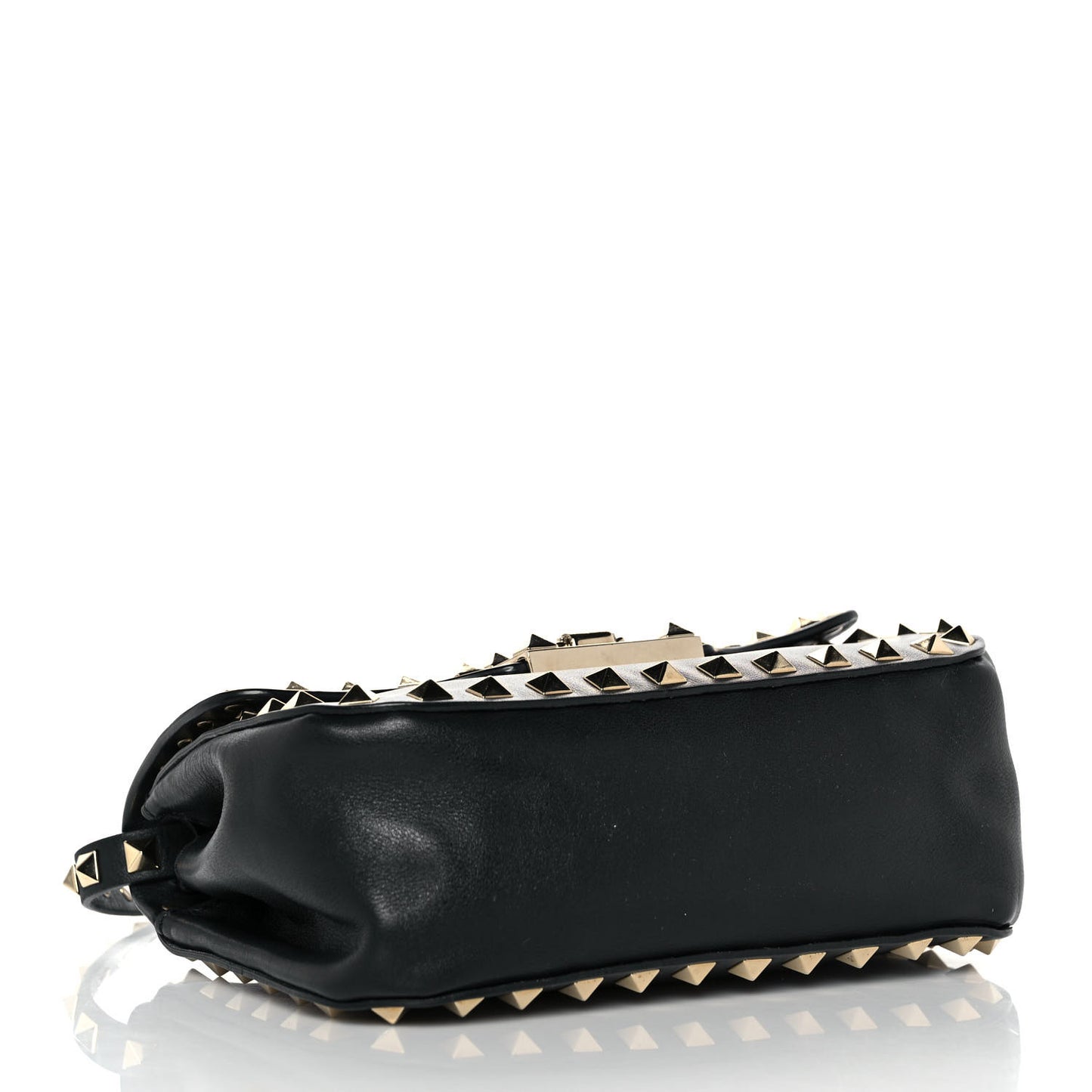 Vitello Mini Rockstud Flap Saddle Crossbody Bag Black