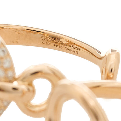 Hermes 18K Rose Gold Diamond Filet d'Or Double Ring 55 7.25 4 of 5