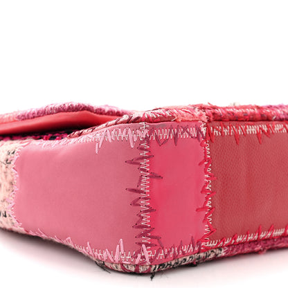 Chanel Tweed Patchwork Jumbo Single Flap Pink 9 of 12