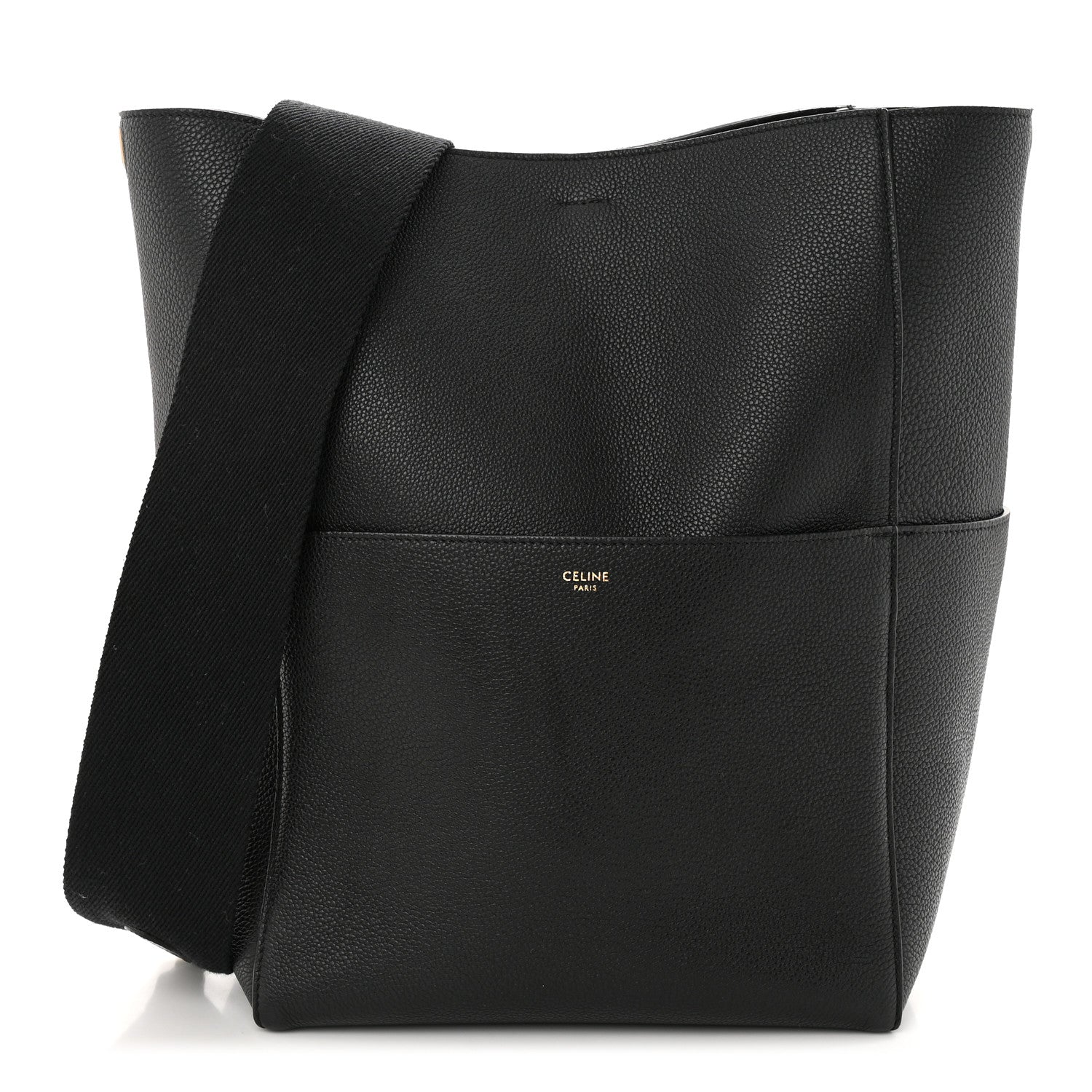 Celine Soft Grained Calfskin Sangle Bucket Bag Black 1 of 9