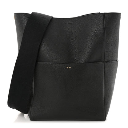Celine Soft Grained Calfskin Sangle Bucket Bag Black 1 of 9