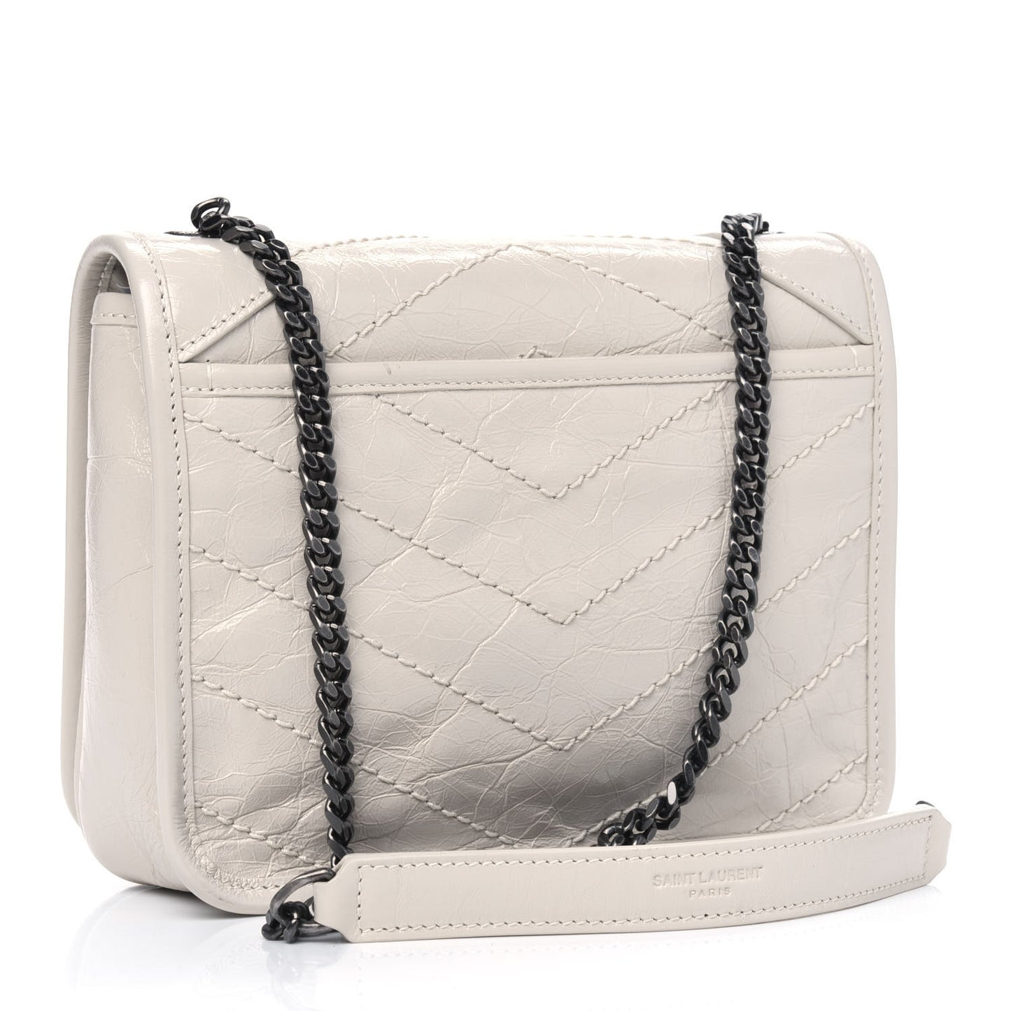 Crinkled Calfskin Matelasse Monogram Niki Chain Wallet Crema Soft