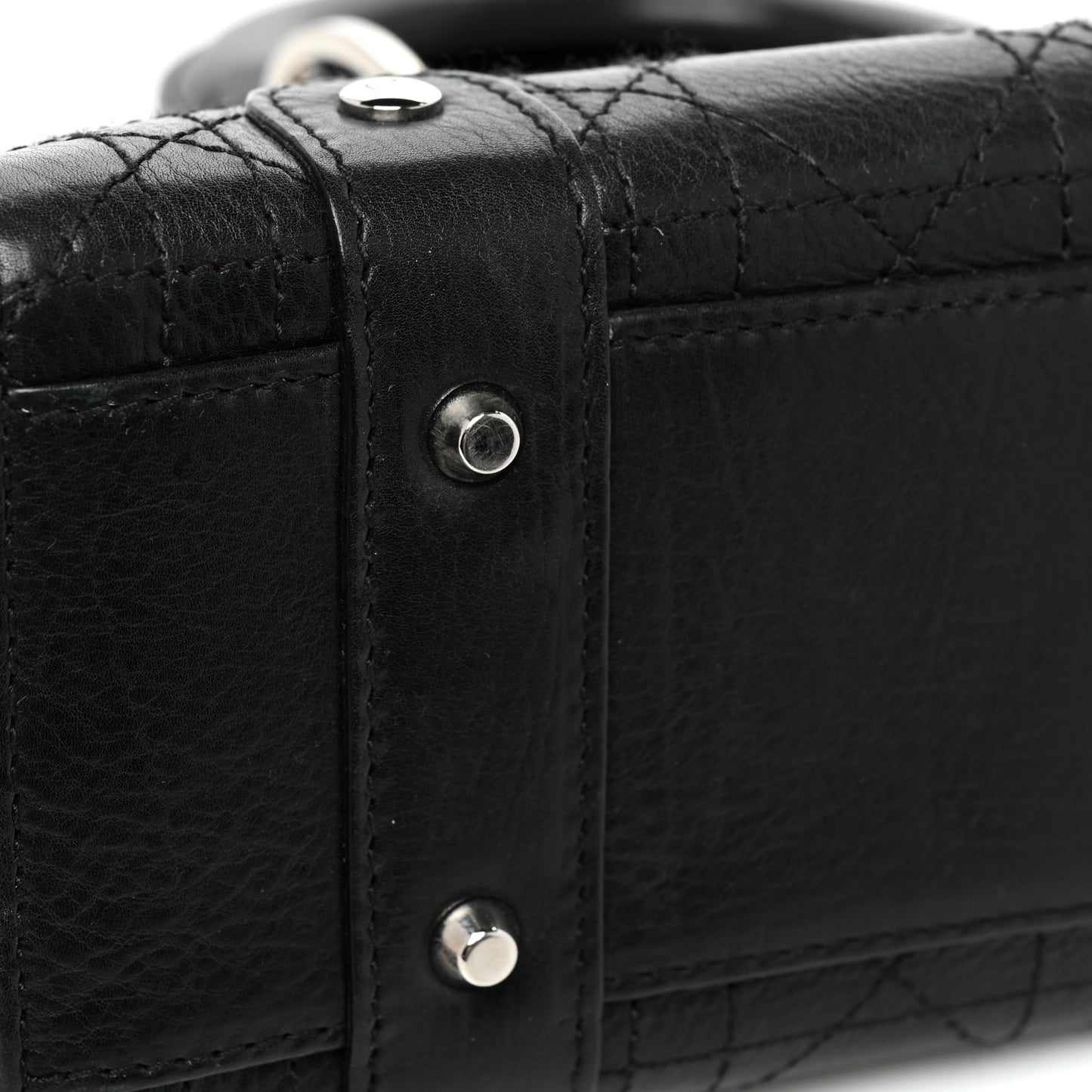 Calfskin Cannage Stitched Small Lady East West Lady Dior Black