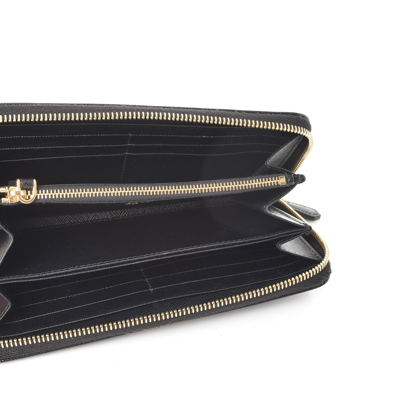 Saffiano Metal Zip Around Wallet Nero Black