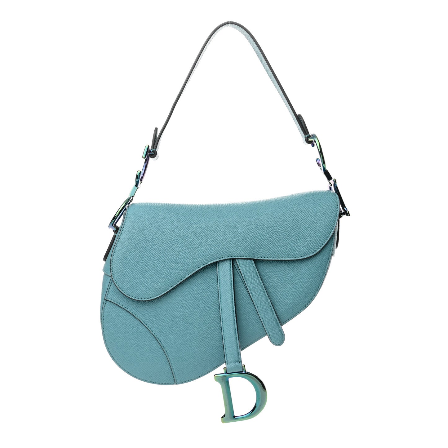 Grained Calfskin Saddle Bag Azure Blue