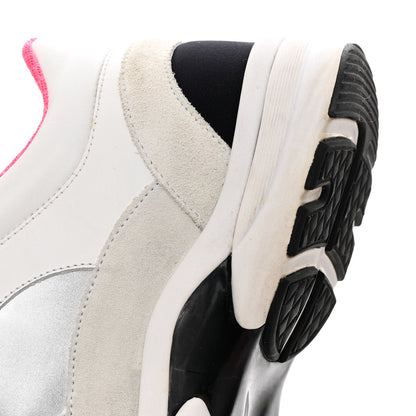 Chanel Calfskin Fabric Sneakers 39 White Silver Fluo Pink 10 of 13