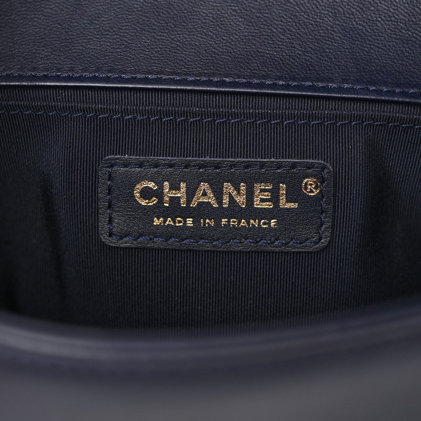 Lambskin Quilted Medium Boy Flap Dark Blue