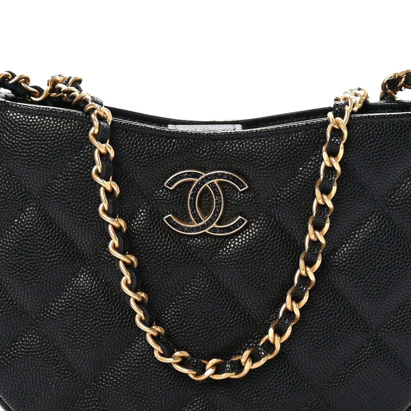 Caviar Quilted Hobo Black