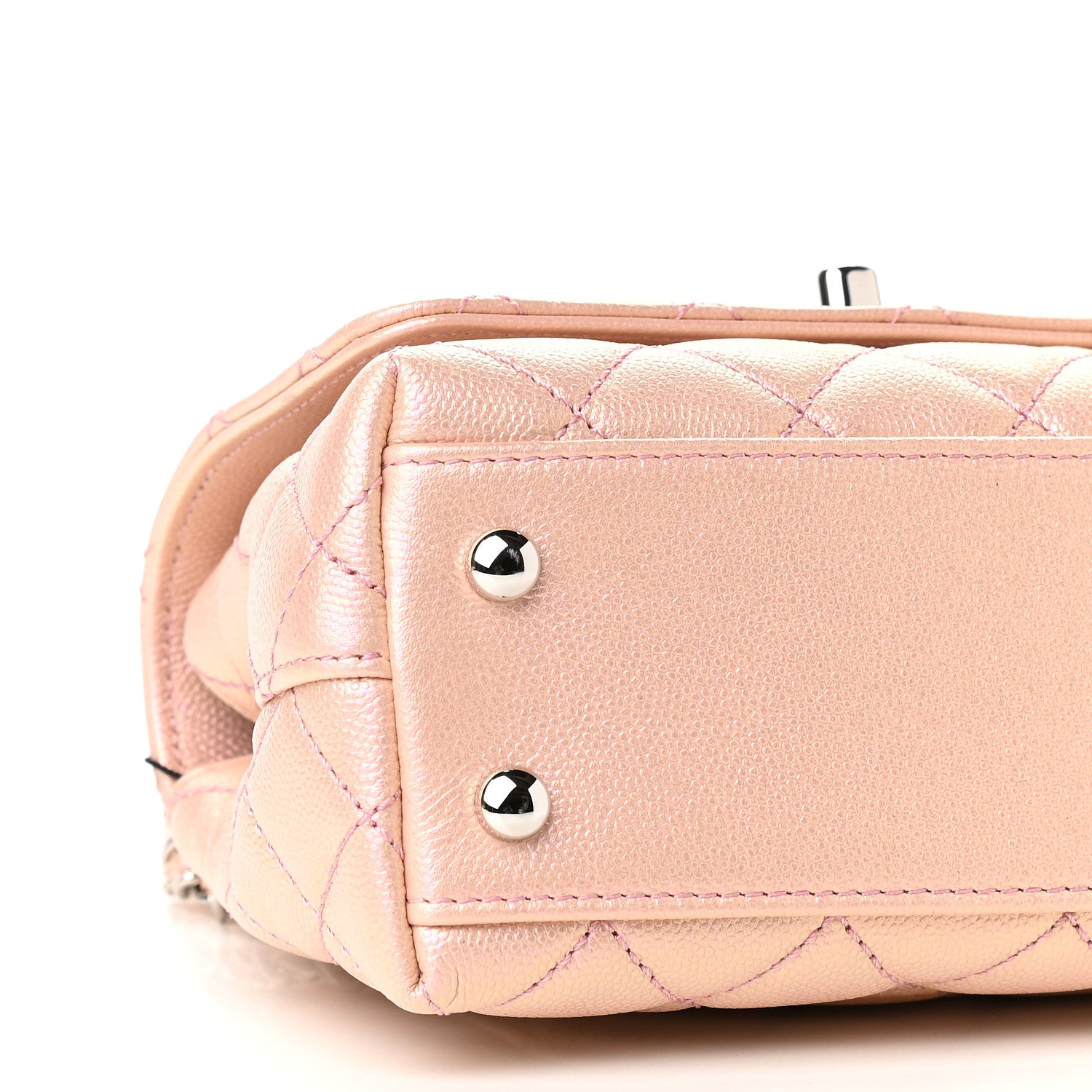 Chanel Iridescent Caviar Quilted Extra Mini Coco Handle Flap Light Pink 8 of 9