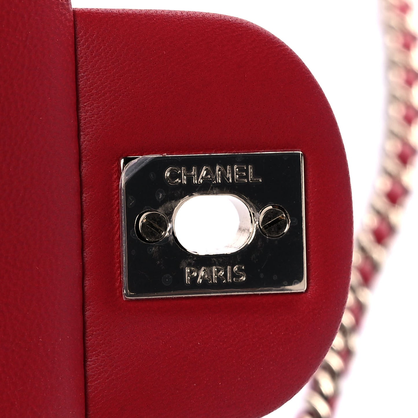 Lambskin Quilted Mini Top Handle Rectangular Flap Red
