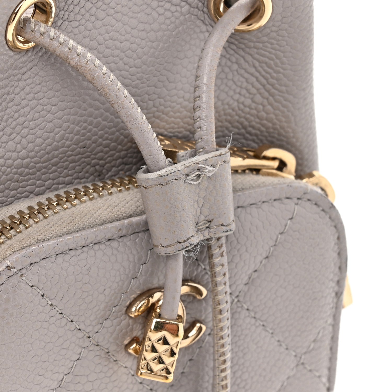Chanel Caviar Quilted Mini CC Pocket Bucket Bag Grey 13 of 16