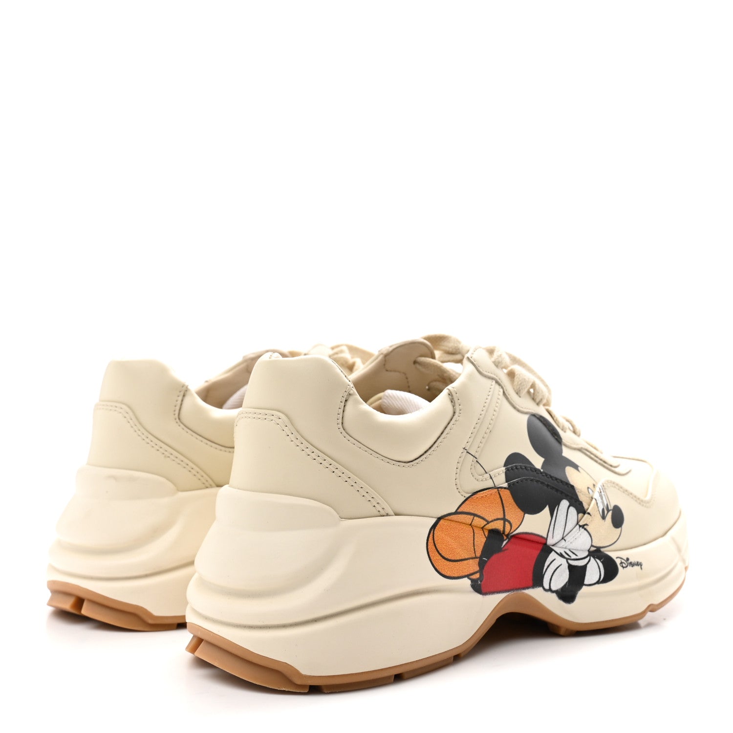 Gucci X DISNEY Calfskin Mickey Mouse Womens Rhyton Sneakers 36.5 Ivory 5 of 10