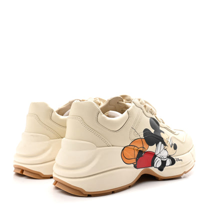 Gucci X DISNEY Calfskin Mickey Mouse Womens Rhyton Sneakers 36.5 Ivory 5 of 10