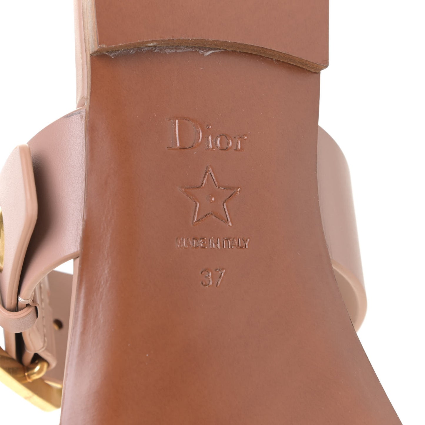 Calfskin D-Dior Slide Sandals 37 Rose De Vents