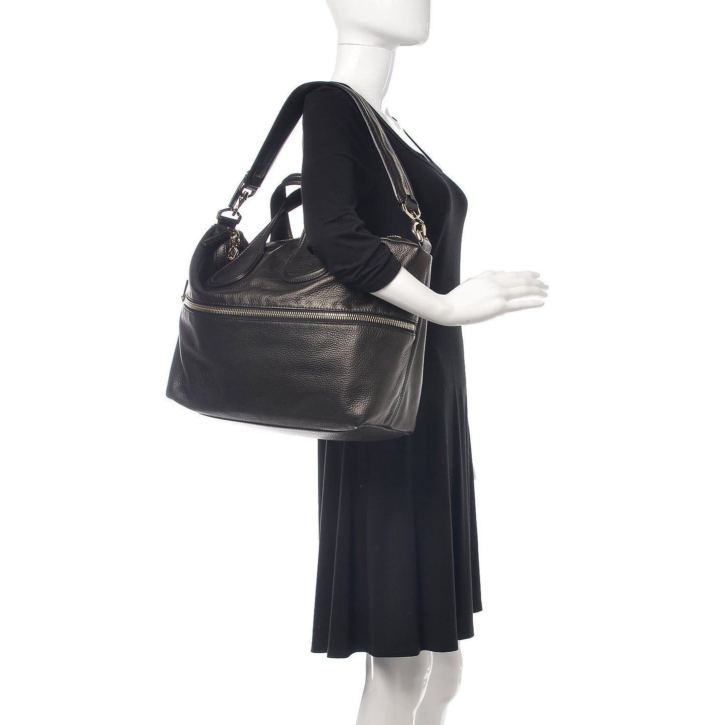 Grained Calfskin Medium Zip Animation Nightingale Black