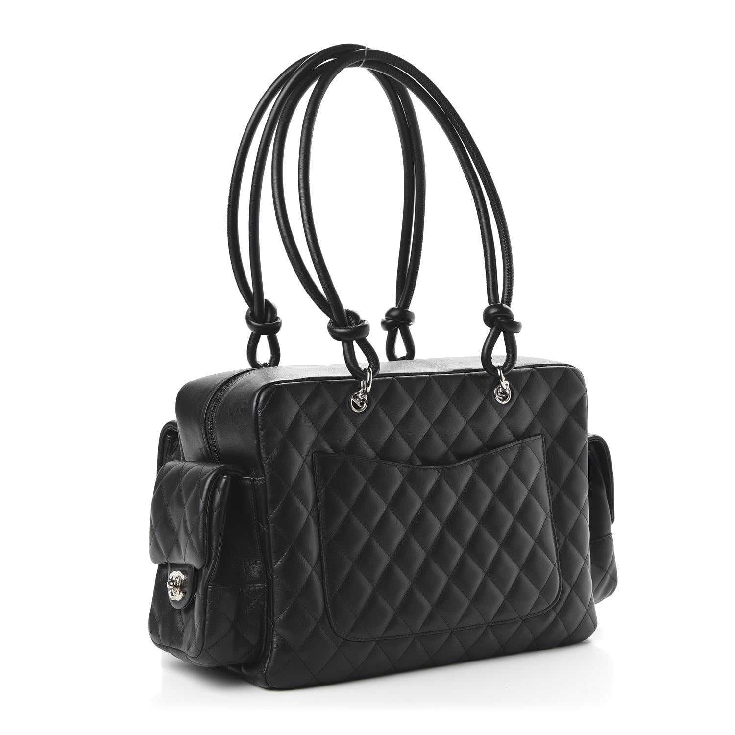Chanel Calfskin Quilted Large Cambon Multipocket Reporter Black White 3 of 11