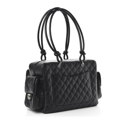 Chanel Calfskin Quilted Large Cambon Multipocket Reporter Black White 3 of 11