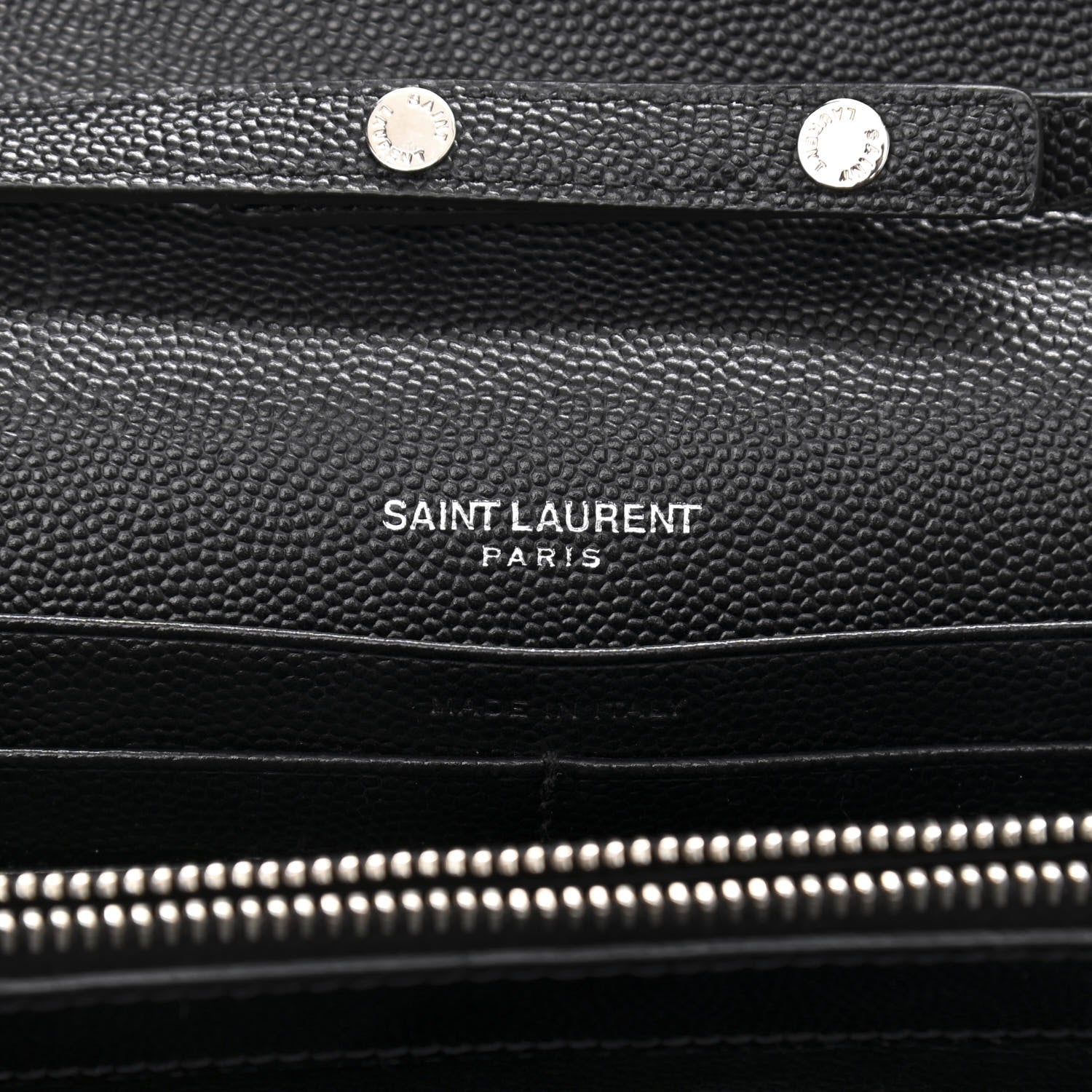 Saint Laurent Grain De Poudre Matelasse Chevron Monogram Chain Wallet Black 5 of 10