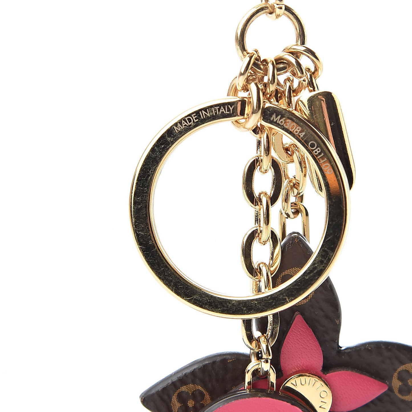 Monogram Blooming Flowers Bag Charm Key Holder Brown