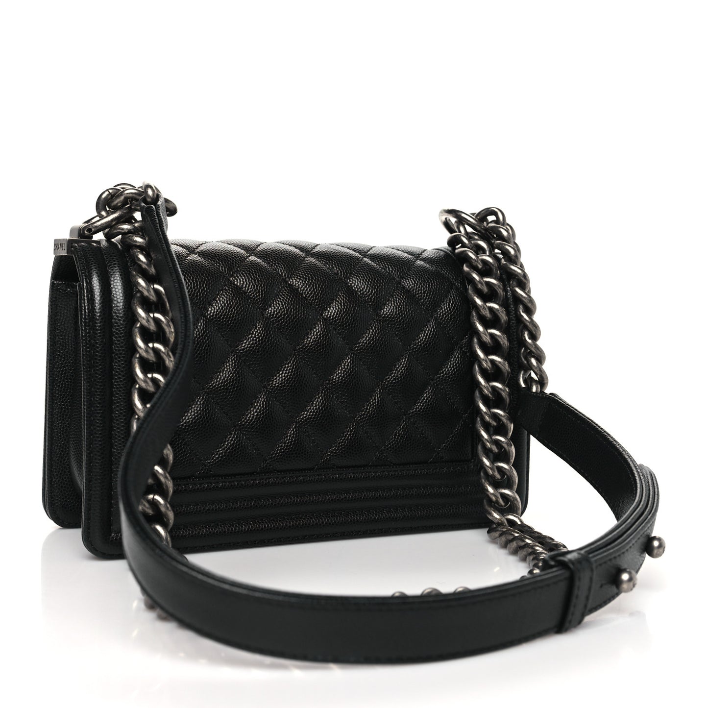 Caviar Quilted Small Boy Flap Black