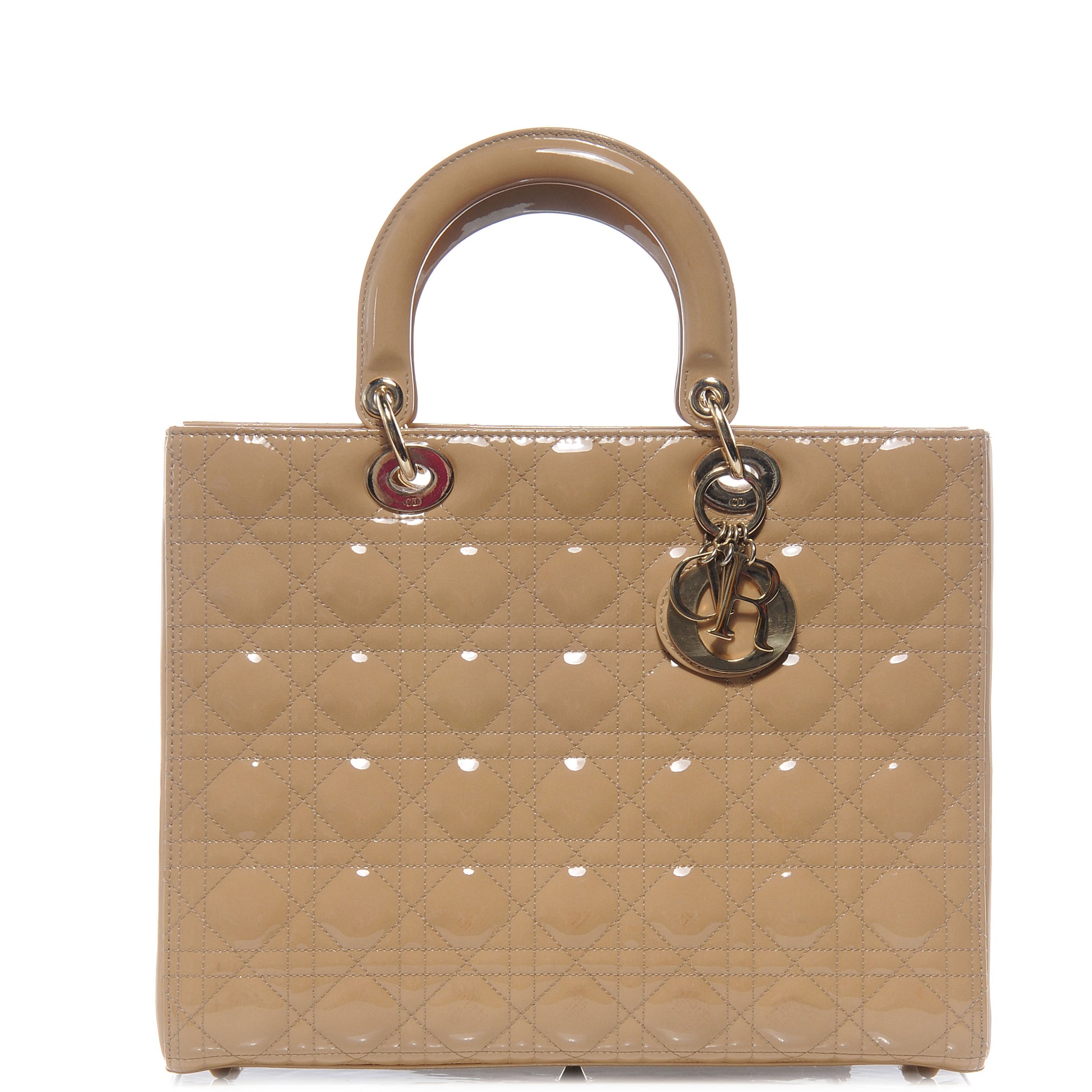 Christian Dior Patent Cannage Large Lady Dior Beige 1 of 9