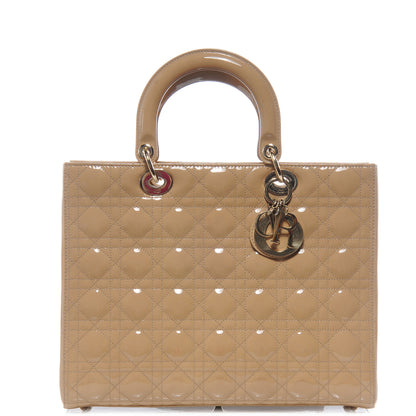 Christian Dior Patent Cannage Large Lady Dior Beige 1 of 9