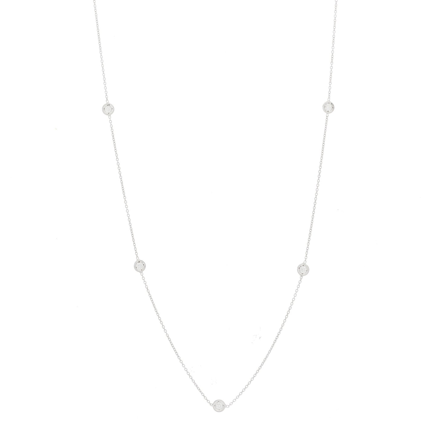 18K White Gold Diamond .25ctw Diamonds By The Inch Five Station Necklace
