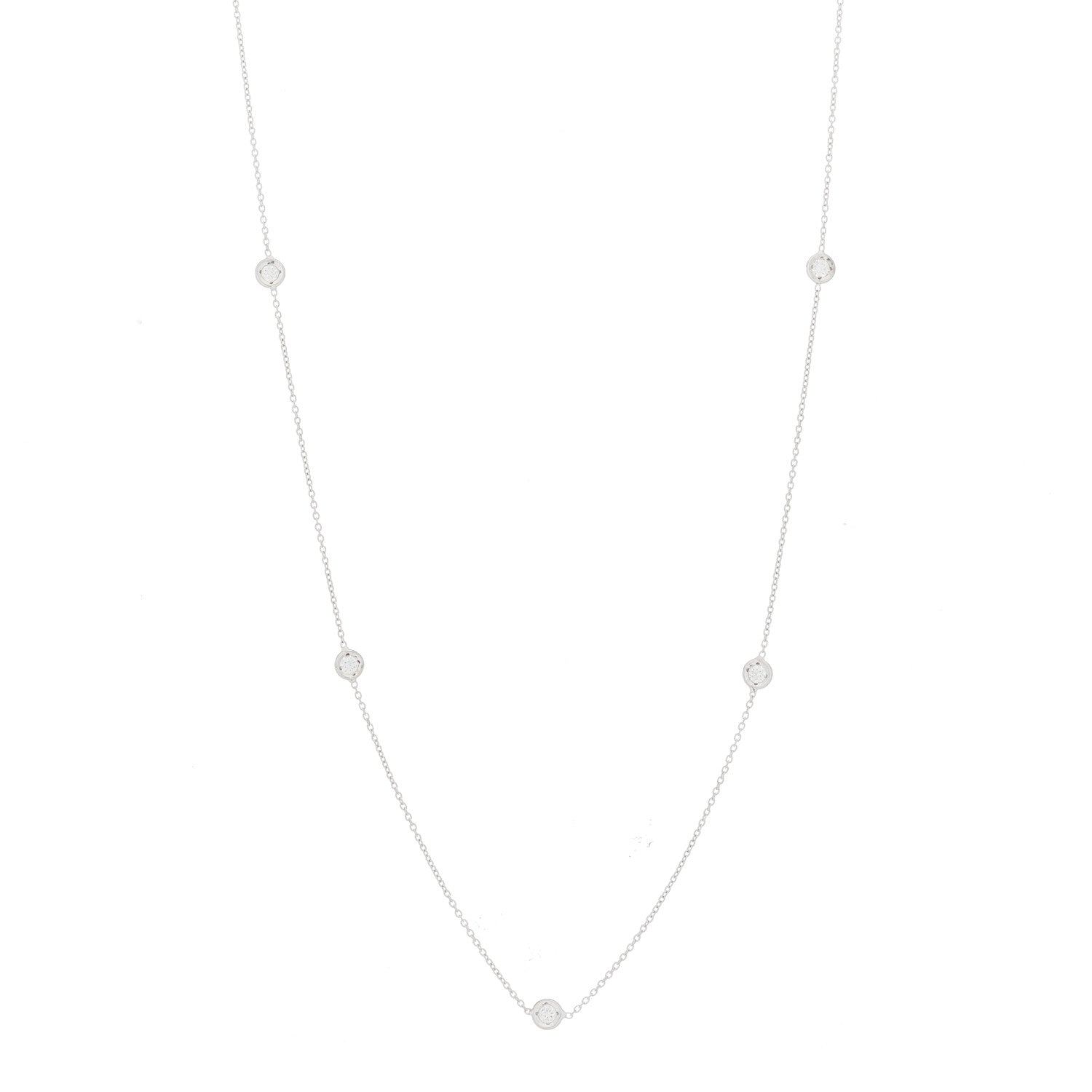 Roberto Coin 18K White Gold Diamond .25ctw Diamonds By The Inch Five Station Necklace 1 of 3