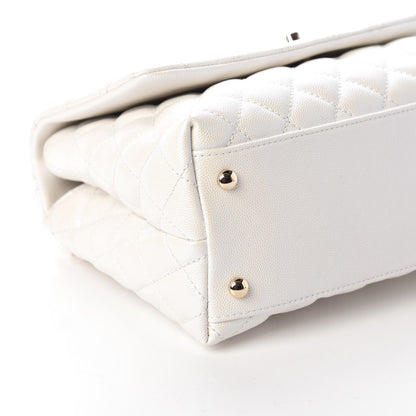 Chanel Iridescent Caviar Quilted Small Coco Handle Flap White 9 of 10