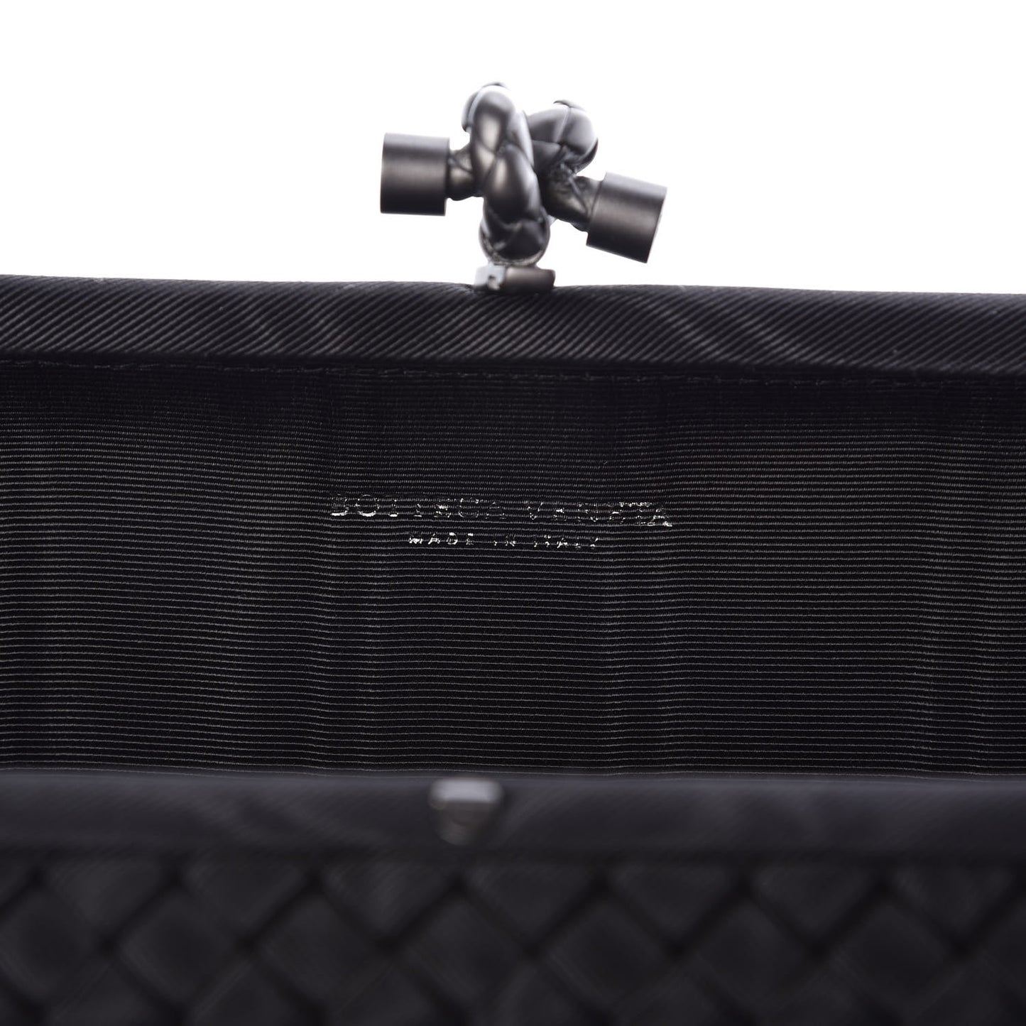 Satin Intreccio Impero Stretch Knot Clutch Black