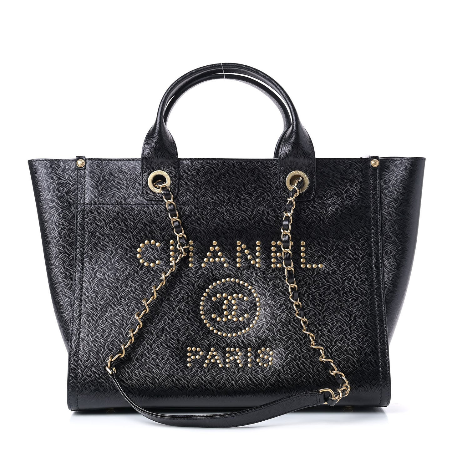 Caviar Small Studded Deauville Tote Black