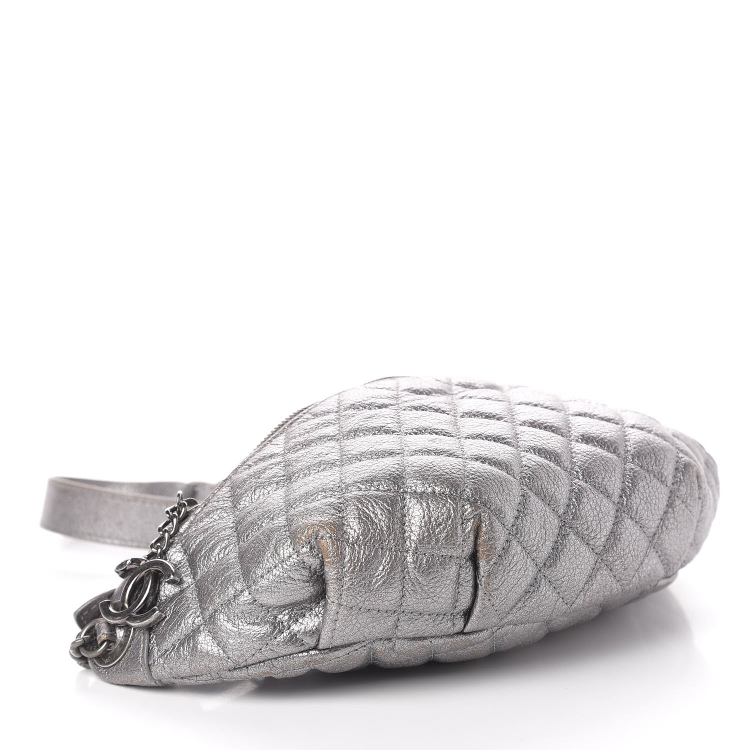 Chanel Metallic Goatskin Quilted Banane Waist Bag Fanny Pack Silver 4 of 13