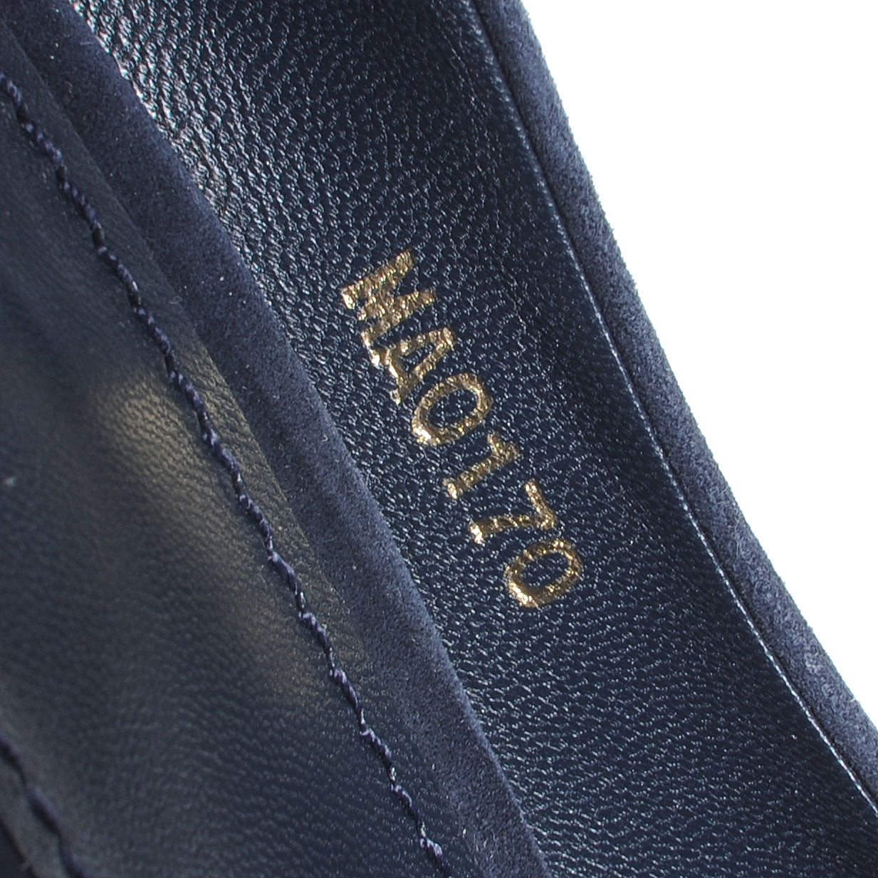 Suede Baby Goat Leather Catania Peep Toe Heels 39.5 Navy