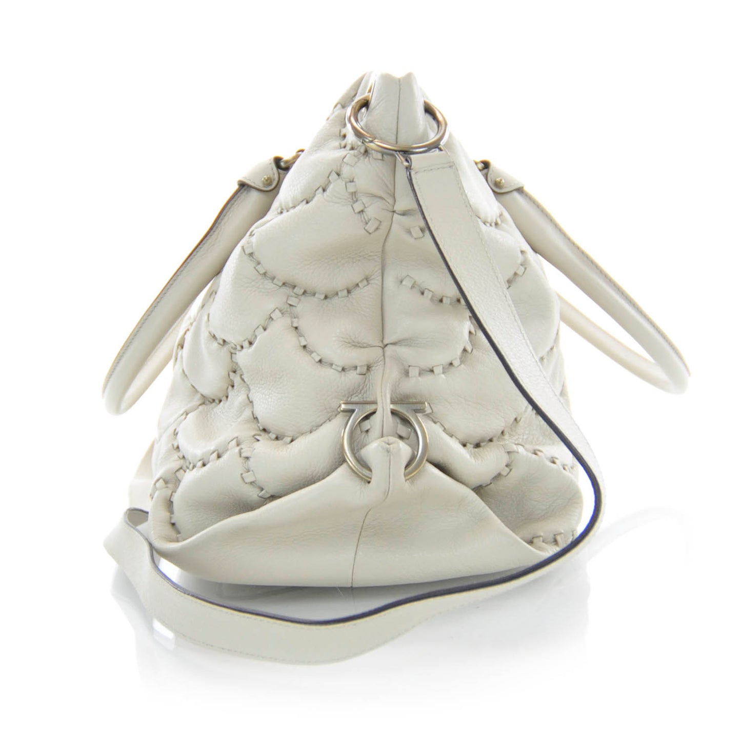 SALVATOREFERRAGAMOLeatherStitchedSatchelIvory
