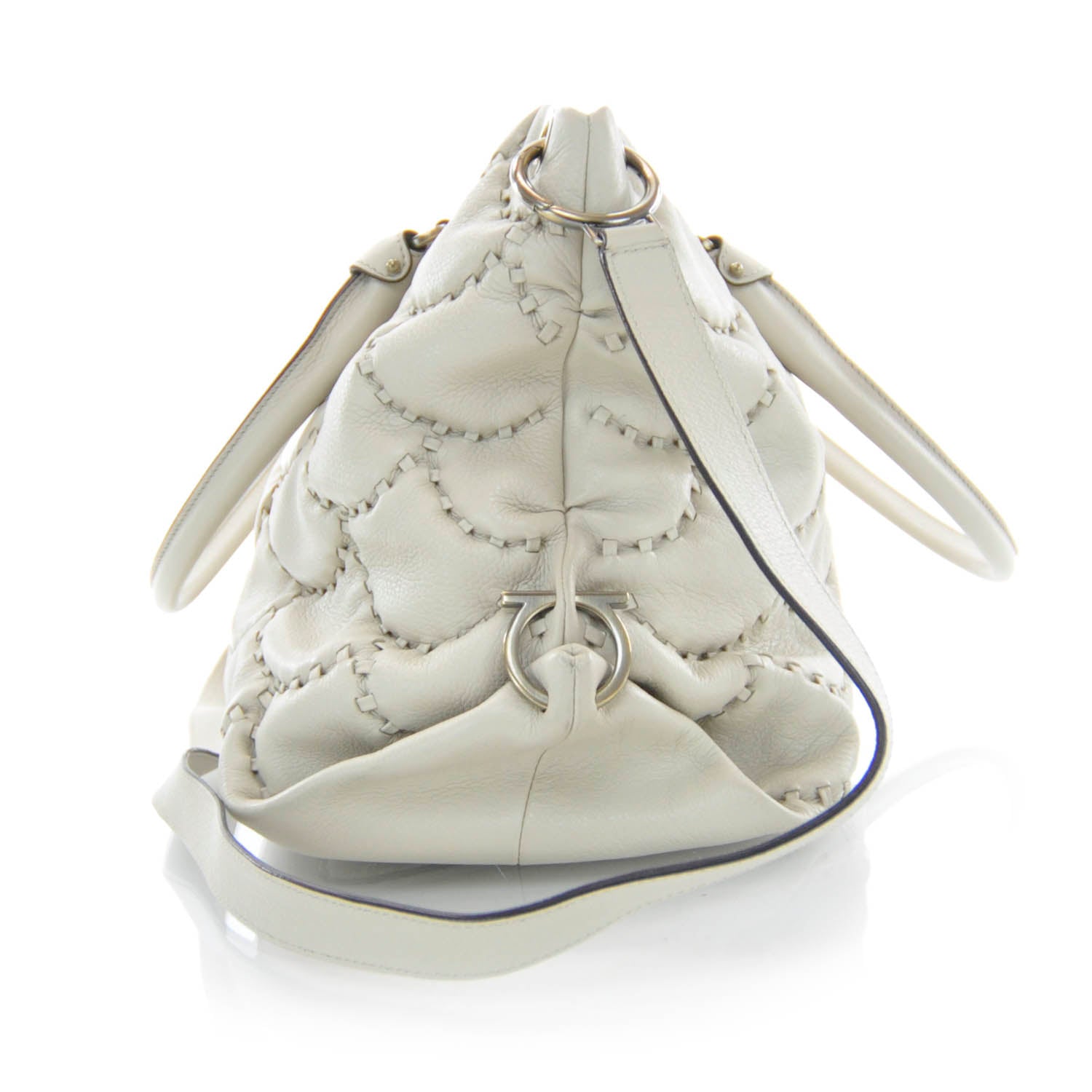 FASHIONPHILE SALVATOREFERRAGAMOLeatherStitchedSatchelIvory 4 of 9