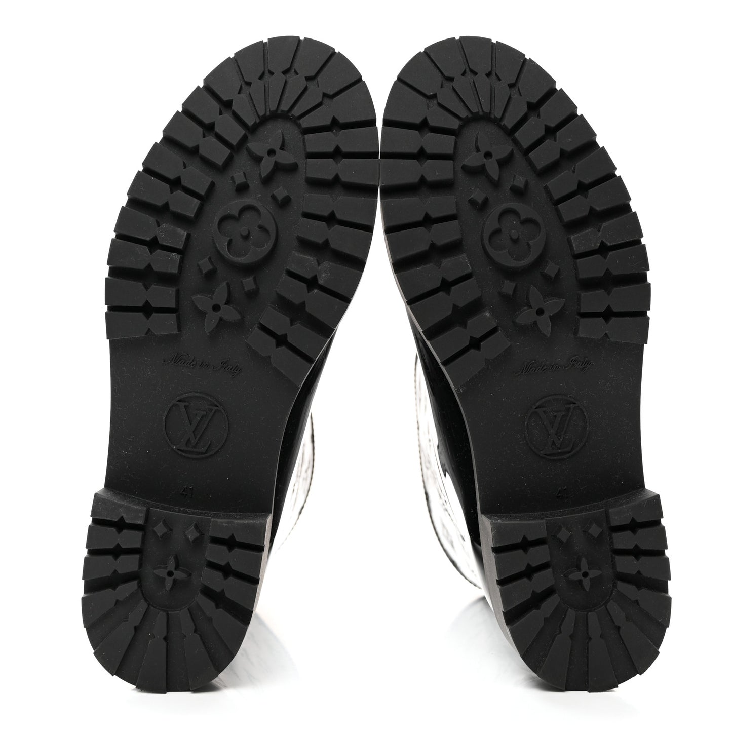 Rubber Embossed Monogram Drops Flat Half Boots 41 Black