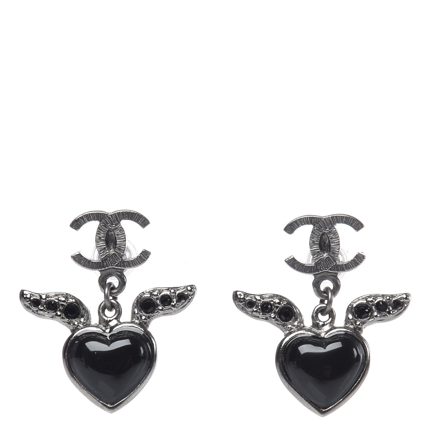 Chanel Crystal Mini Timeless CC Earrings Silver 6 of 10