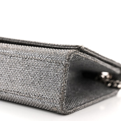 Saint Laurent Metallic Canvas Woven Medium Classic Monogram Kate Satchel Silver 9 of 13