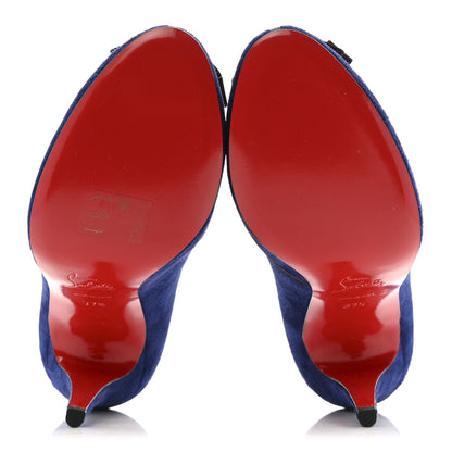 Christian Louboutin Suede Grosgrain Lavalliere 100 Pumps 37.5 Indigo Black 6 of 11