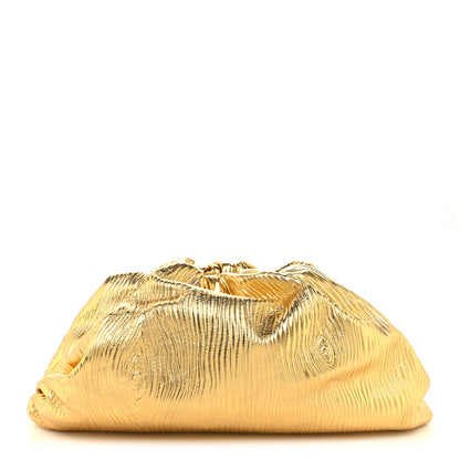 Bottega Veneta Metallic Bark Calfskin Embossed The Pouch Oversized Clutch Oro 1 of 10