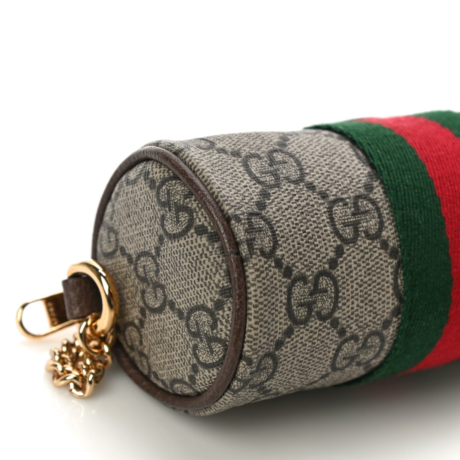 Gucci GG Supreme Monogram Web Ophidia Barrel Coin Purse Beige New Acero 9 of 11